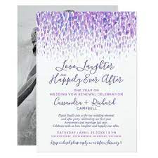 Purple Wedding Vow Renewal 1 Year On Happily After Invitation Zazzle Com Wedding Vows Renewal Wedding Vows Vow Renewal Invitations