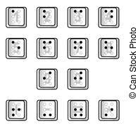 El braille suele consistir en celdas de seis puntos en relieve, organizados como una matriz de tres filas. Alfabeto Braille Con Numeros Canstock