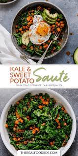 Kale And Sweet Potato Saute The Real Food Dietitians Recipe Kale Recipes Healthy Stuffed Sweet Potato Healthy Sweet Potato Recipes Healthy
