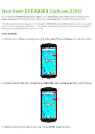 Hard Reset ENERGIZER Hardcase H501S ...