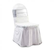 Gri Organzeli Beyaz Sandalye Giydirme Sandalye Gri Ic Mekan