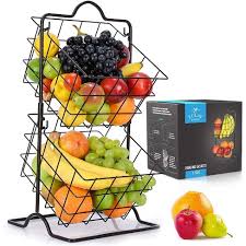 Shop wayfair for the best 2 tiered metal fruit basket. Zulay Kitchen 2 Tier Freestanding Fruit Stand Storage Organizer Durable Steel Metal Fruit Basket Target