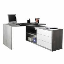 18mm bureau modulable, angle montable dans les deux sens. Bureau D Angle Avec Tiroirs Blanc Laque Lucide Avec Effet Ciment Schema
