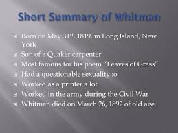 Ppt Walt Whitman Powerpoint Presentation Free Download Id 1867687