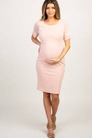Light Pink Mesh Sleeve Maternity Fitted Dress Maternity Evening Gowns Fitted Maternity Dress Pink Blush Maternity