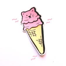 Kitty Cone Vinyl Sticker 3"x1.5" Cat Kitten Ice Cream
