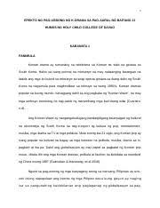Filipino Research Sinai Docx 1 Epekto Ng Pag Usbong Ng K Drama Sa Pag Aaral Ng Baitang 11 Humss Ng Holy Child College Of Davao Kabanata 1 Panimula Course Hero