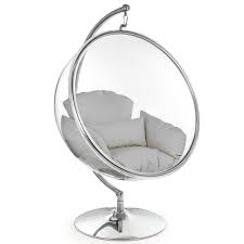 Remember when you were little and your mother used to put you in your comfortable bed. Retro Hanging Bubble Chair On Steel Base With Grey Cushion Bubble Chair Retro Chair