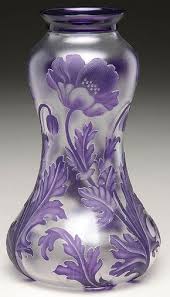 Val St Lambert Vase Boma Aux Pavots Camille Renard Vers 1897 Cristal Clair Souffle Double Mauve Grave A L Acide Et Ac Purple Glass Vase Gorgeous Glass