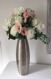 Although they don't feel real, they appear lifelike from a distance and come in a variety of shapes. Beautiful Large Floral Vase Arrangement Of Hydrangea And Roses Artificial Flower 69 00 Picclick Uk