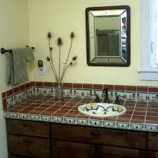 Most limestone and travertine bathroom countertops today are from tiles. Bathroom Countertop And Vanity Using Terra Cotta Mexican Field Tile An Mexican Tile Designs