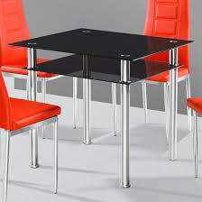 Callisto Black Glass Dining Table Only Furniture In Fashion Black grey white brown beige red pink orange yellow ivory green blue purple gold silver clear.