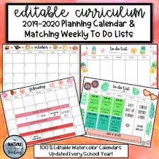 curriculum planning calendar weekly to do lists