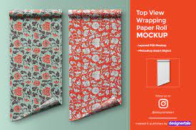 Download Top View Wrapping Paper Roll Mockup Designertale