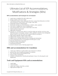 8 15 19 Iep Accommodations And Strategies Printable