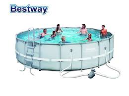 56647 56483 Bestway 427 122cm Power Steel Rattan Frame Pool Set Pool Filter Ladder Mat Cover 14 X4 Round Above G Bestway In Ground Pools Above Ground Pool