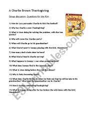 It'll protect the breast from overcooking, and juic. A Charlie Brown Thanksgiving Questions Esl Worksheet By Stella Mater