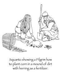 Thanksgiving Native American Wampanoag And Pilgrim Coloring Page With Corn Beans And Thanksgiving Coloring Pages Thanksgiving Color Thanksgiving Coloring Book