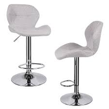 Free shipping on orders over. Grey Bar Stool Set Of 2 Breakfast Bar Stool With Padded Backrest Chrome Footrest Kitchen Bar Stool Swivel Gas Lift High Dining Stools Bar Chairs Breakfast Bar Counter Kitchen Home Furniture Buy Online In Grenada At Grenada Desertcart Com