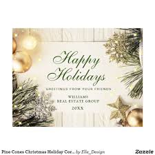 Pine Cones Christmas Holiday Corporate Greeting Postcard Zazzle Com Happy Holidays Greetings Business Holiday Cards Christmas Holidays
