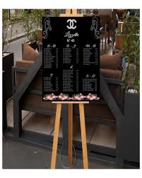 Diy Chanel Inspired Seating Chart Black With Pink Flowers And Diamond Logo Great For All Occasions Weddings Bridal Showers Baby Showers Sweet