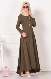 Asimetrik Elbise 4055 08 Haki Yesil Sefamerve