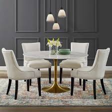 Tulip Dining Table With 54 Round Marble Top Gold Base Worldmoderndesign Com Dining Table Gold Dining Table Marble Marble Dining