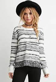 Fringed Hem Stripe Sweater Forever 21 Outfits Fashion Clothes Women Fashion