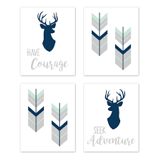 Woodland things' decor features hand crafted cedar log furniture of superior quality and strength and pine rustic furniture for cozy cabin retreats. Sweet Jojo Designs Navy Blue Mint Grey Woodland Deer Woodsy Collection Wall Decor Art Prints Set Of 4 Adventure Overstock 22814766