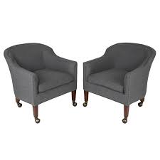 1960 S Vintage Barrel Back Chairs On Casters A Pair Side Chairs Barrel Chair Single Chair