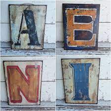 Total Of 7 Metal Letter Rustic Metal Signs Metal Wall Art Etsy Etsy Wall Art Rustic Metal Signs Rustic Metal