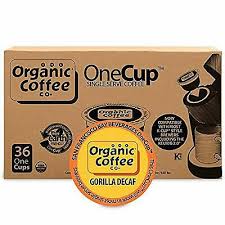 Dark roasted so as to further remove any remaining caffeine. The Organic Coffee Co Onecup Gorilla Decaf Coffee 36 To 180 K Cups Pick Size Ebay