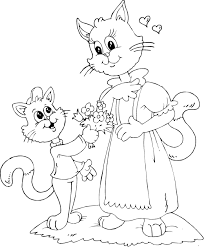 Cat Son And Mom Coloring Page Mom Coloring Pages Cool Coloring Pages Cat Colors