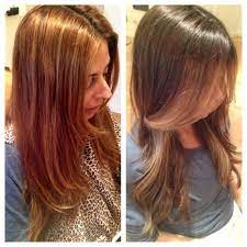 Before And After Color Transformation From Brassy To Classy Ombre Hair Rich Dark Brown To A Sandy Blonde Long Hairstyles Hair Styles Brassy Brown Hair Hair