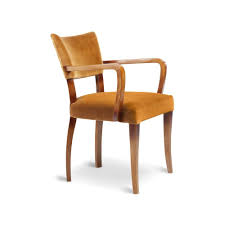 Molina Dining Chair With Arms Ochre Velvet Dark Wood Dining Chairs Vintage Dining Chairs Dining Room Arm Chairs