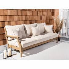 Ducan Patio Sofa With Sunbrella Cushions In 2020 Patio Sofa Wood Patio Outdoor Sofa