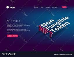 Nft Nonfungible Token Website Template Blue Vector Image