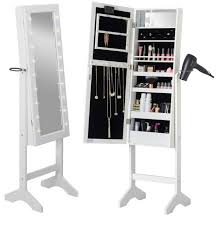 Mirror Jewelry Cabinet Jewellery Make Up Storage Box Floor Standing Led Lights Mirror Cabinets Standing Jewelry Armoire Mirror Jewelry Armoire