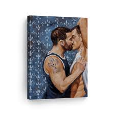 Amazon.com: Nude Gay Couple Oil Painting Canvas Print Sexy Kiss Kenney  Mencher Wall Art Home Decor Artwork Naked Man Life Partner Sexy Wall Art  Ready to Hang%100 Handmade in The USA -