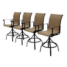 Shop Allen Roth Set Of 4 Safford Swivel Sling Cast Aluminum Patio Bar Height Chair At Lowe S Outdoor Bar Stools Patio Bar Stools Bar Height Patio Set