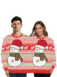 Spend time with people you love and create memorable looks with couples' halloween costumes from sears. Christmas Costumes O Neck Loose Causal Print Couples Sweatshirt Alexnld Com