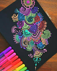 Henna Inspired Gel Pen Art Doodle Art Mandala Design Art