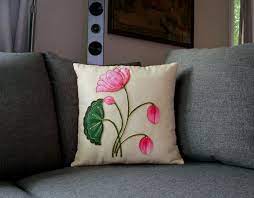 Lively Lotus Cushion Cover Designs Bed Sheet Painting Design Fabric Paint Diy