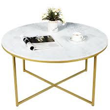 Gymax Modern Round Accent Side Coffee Table Faux Marble Top W Metal Base Living Room Walmart Com In 2020 Coffee Table Accent Furniture Living Room Side Coffee Table