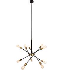 Living District Ld8003d28bk Axel 10 Light 27 Inch Black And Brass Chandelier Ceiling Light