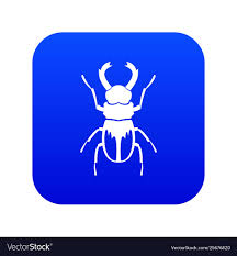 Rhinoceros beetle icon digital blue Royalty Free Vector