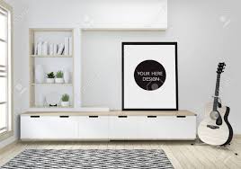 Tv Cabinet On White Wood Flooring And White Wall Minimalist Stock Photo Picture And Royalty Free Image Image 128795404