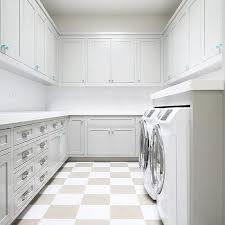 White And Gray Checkered Laundry Room Floor Checkered Floors Laundry Room Flooring Blue Laundry Rooms