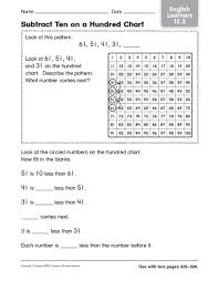 Subtract Ten On A Hundred Chart English Learners Worksheet