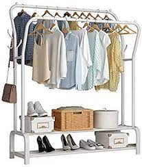 Amazon Com Udear Garment Rack Freestanding Hanger Double Rods Multi Functional Bedroom Clothing Rack Double Laye Clothing Rack Garment Racks Diy Clothes Rack